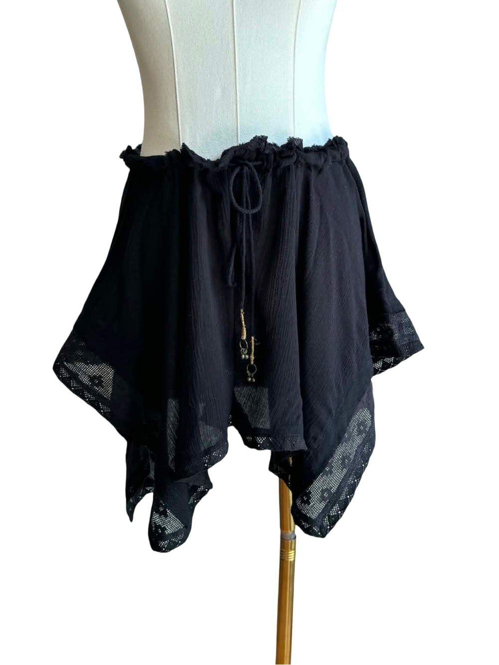 Free People Black Handkerchief Hem Mini Shorts